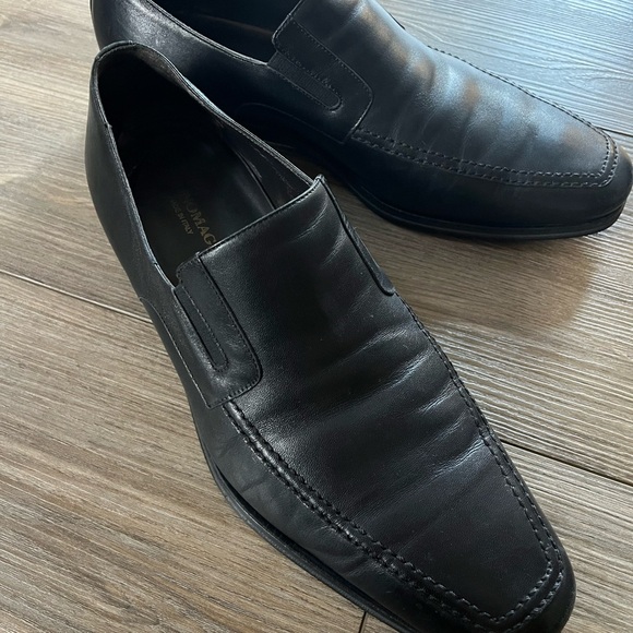 Bruno Magli Italian Men\'s Black Leather Slip-On Loafers